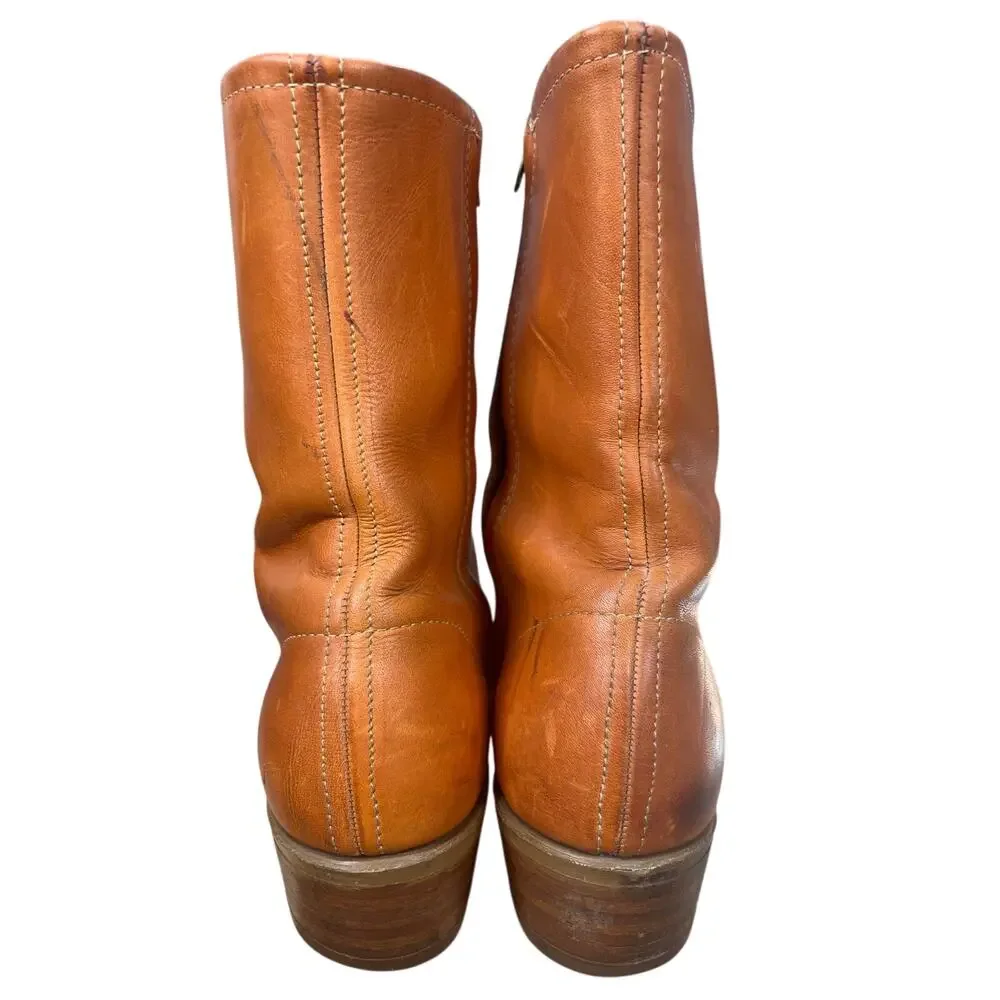 Rare Vintage 70s Double-H Men’s Banana Honey Tan Leather Campus Boots Size 11 D